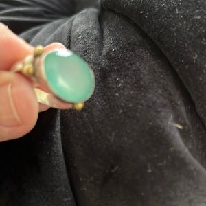 Silver ring with green stone 925 silver